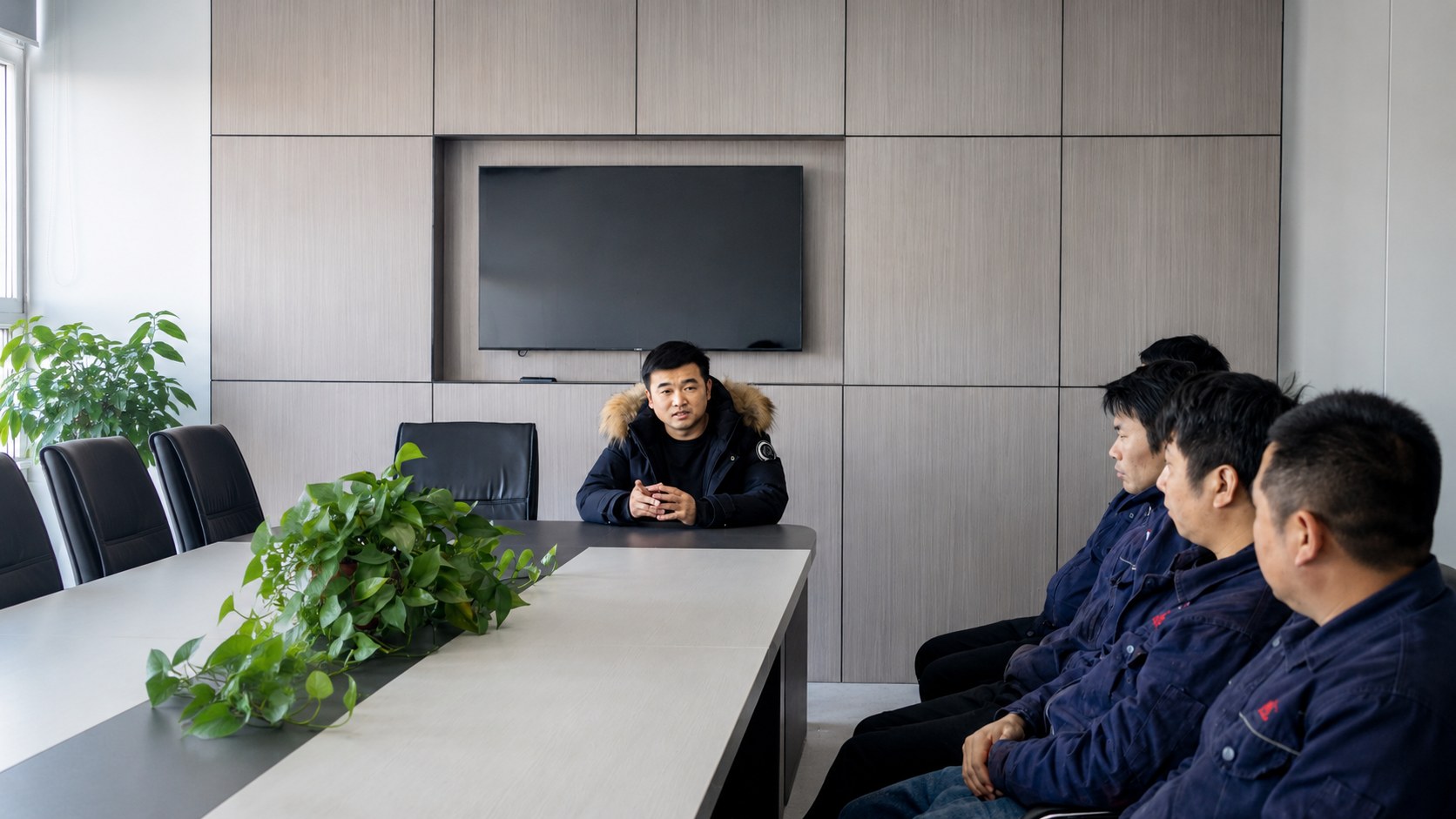 SOKEI Fire founder briefing the team in the meeting room