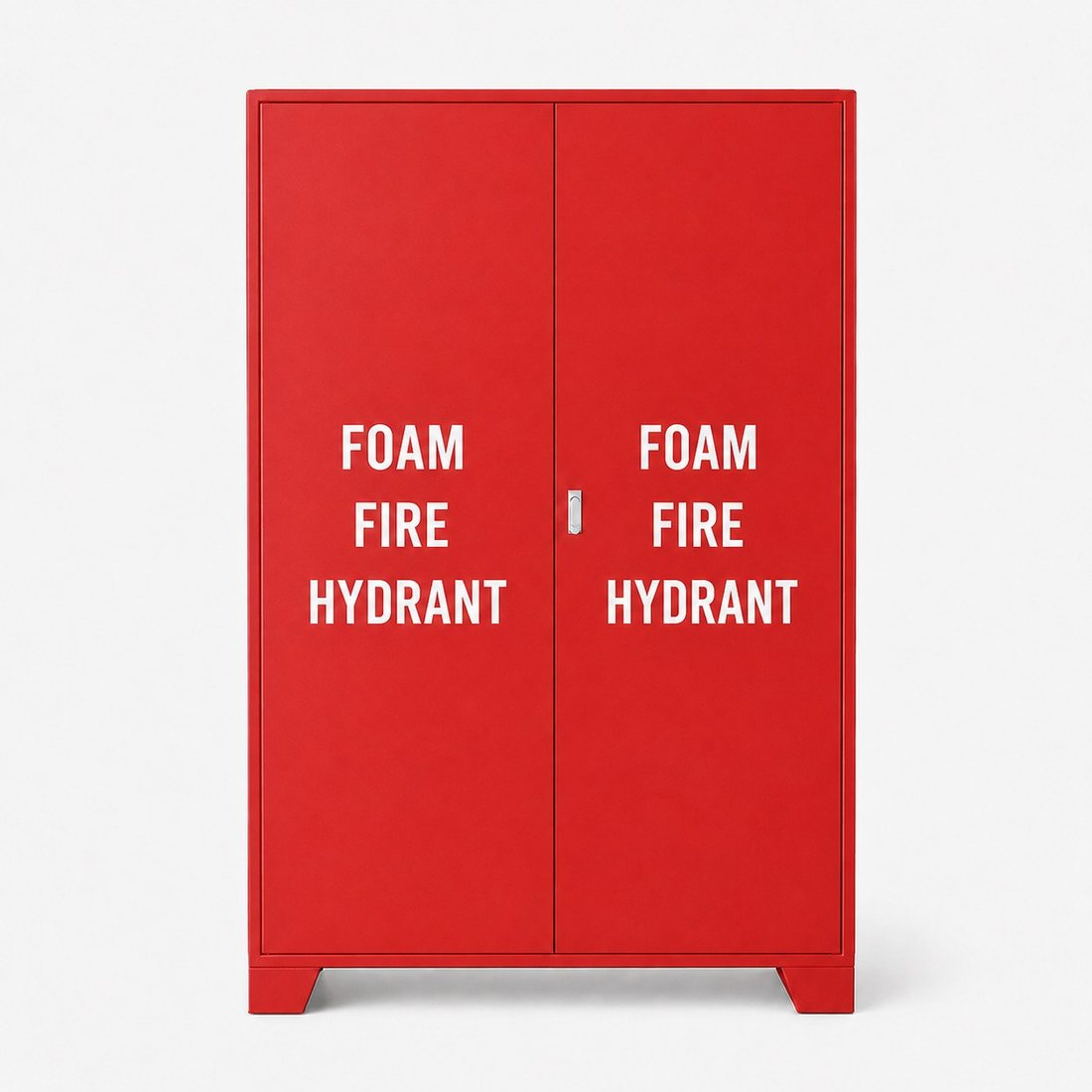 Red double swing-door foam fire hydrant cabinet with support legs · SK-TF-2/3G · SOKEI L3