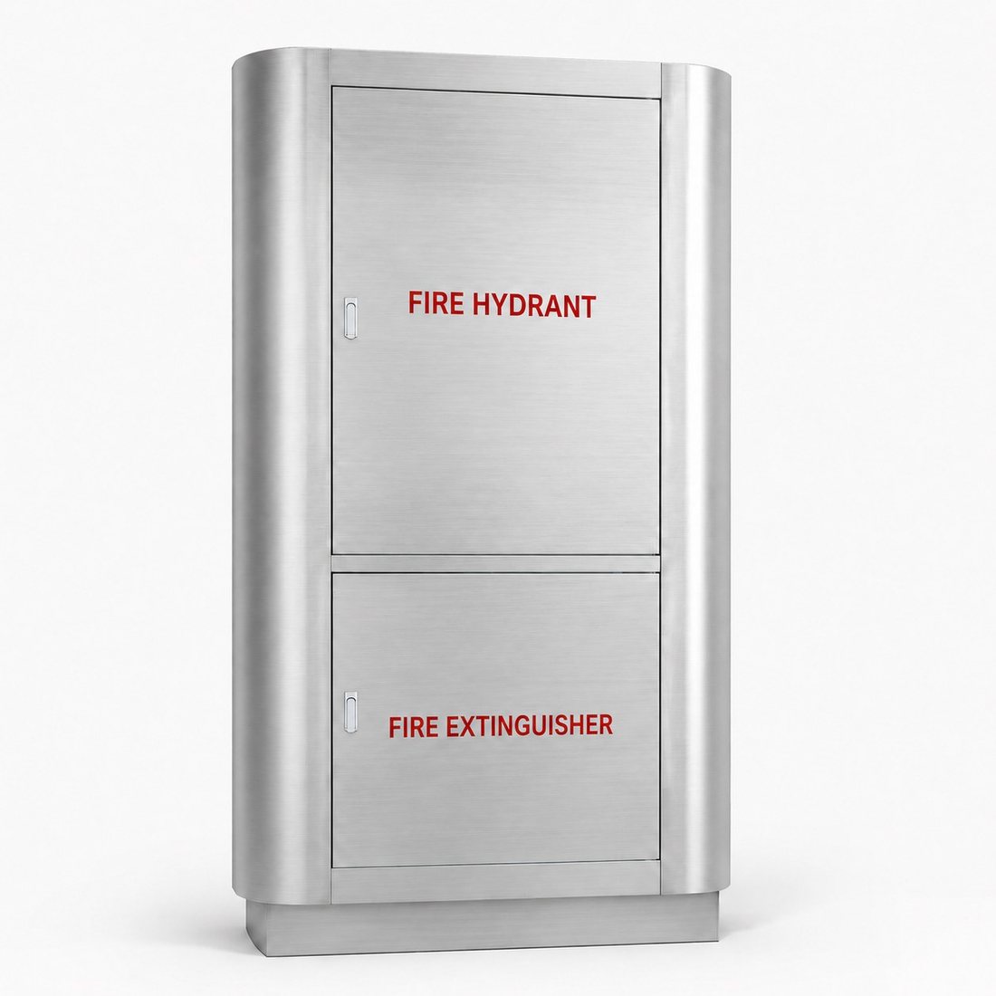 Two-tier stainless steel fire hydrant & extinguisher combo cabinet with rounded columns · SOKEI L2